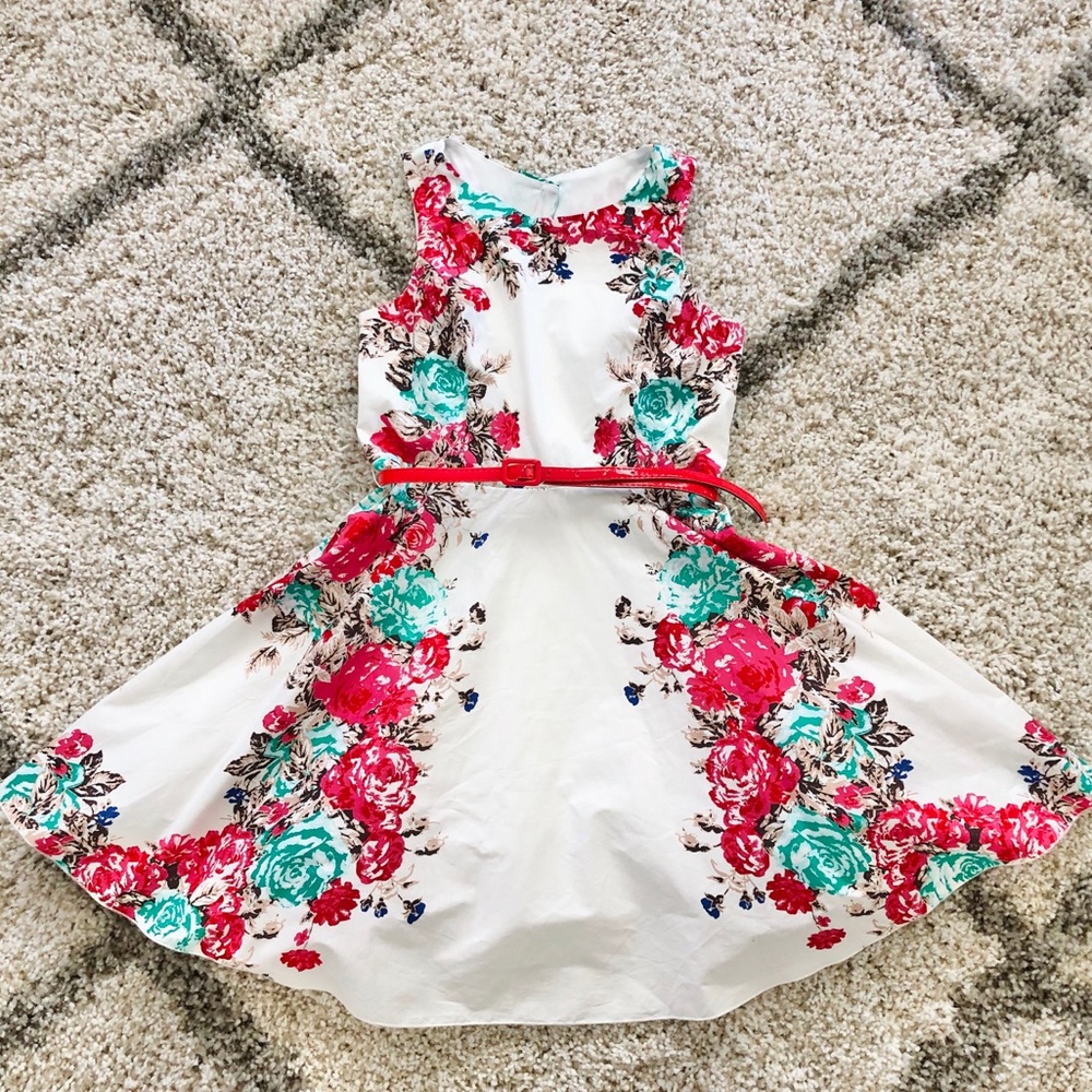 50’s Style White And Pink Floral Dress